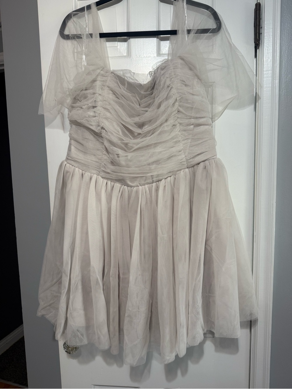 City Chic Lulu Tulle Mini Dress - Oat